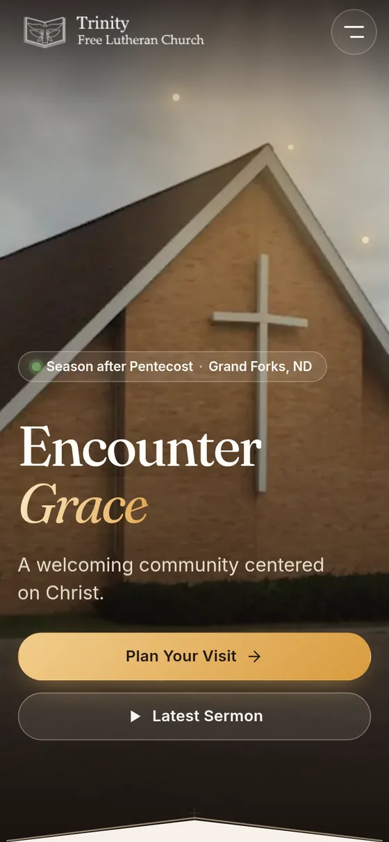Trinity’s new homepage on a phone.
